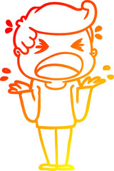 warm gradient line drawing cartoon shouting man