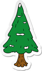 sticker cartoon doodle single snow covered tree