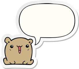 cute cartoon bear and speech bubble sticker