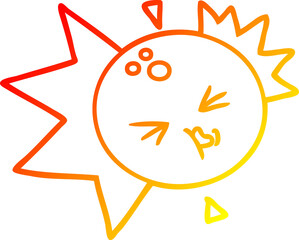 warm gradient line drawing cartoon bowling ball striking