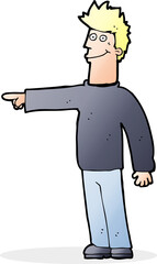 cartoon happy pointing man