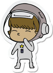 Obraz premium sticker of a cartoon curious astronaut