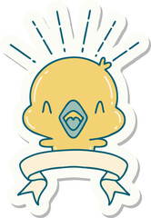 sticker of tattoo style singing chick