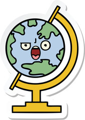 sticker of a cute cartoon globe of the world