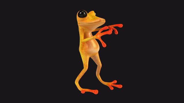 Fun 3D cartoon frog dancing (with alpha channel included)