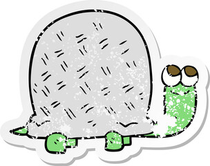 retro distressed sticker of a cartoon tortoise