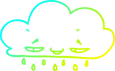 cold gradient line drawing cartoon rain cloud