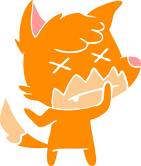 flat color style cartoon dead fox