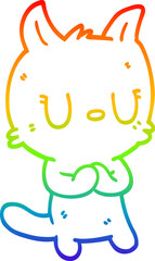 rainbow gradient line drawing cartoon happy cat