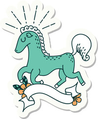 sticker of tattoo style prancing stallion