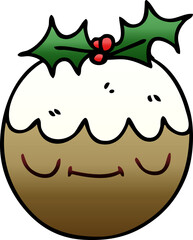 quirky gradient shaded cartoon christmas pudding