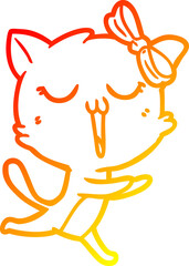 warm gradient line drawing cartoon cat