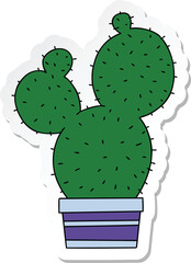 sticker of a quirky hand drawn cartoon cactus