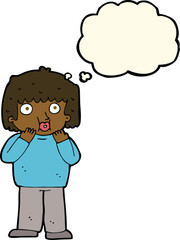 cartoon worried boy with thought bubble