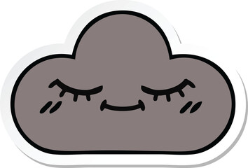 sticker of a cute cartoon storm cloud