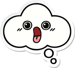 sticker of a cute cartoon thought bubble