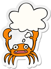 cartoon crab and thought bubble as a printed sticker