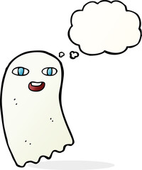 funny cartoon ghost with thought bubble