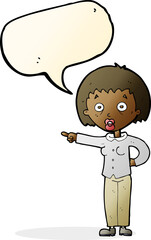 cartoon shocked woman with speech bubble