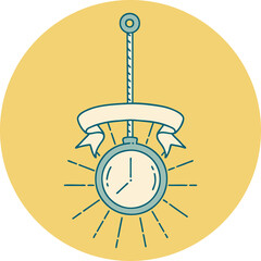 icon of tattoo style gold pocket watch