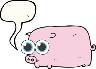 speech bubble cartoon piglet with big pretty eyes