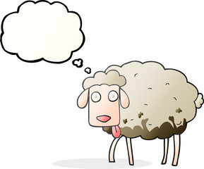 thought bubble cartoon muddy sheep