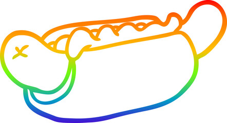 rainbow gradient line drawing fresh tasty hot dog