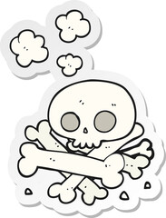 sticker of a cartoon pile of bones