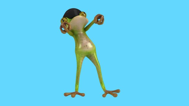 Fun 3D cartoon frog dancing (with alpha channel included)
