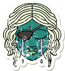 crying half orc rogue character face illustration