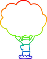 rainbow gradient line drawing cartoon tree