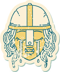 crying orc fighter character face illustration