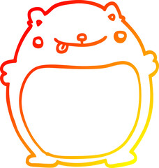 warm gradient line drawing cartoon fat bear