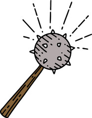 traditional tattoo style medieval mace