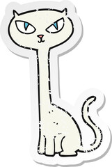 retro distressed sticker of a cartoon cat