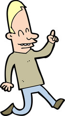 cartoon happy man pointing