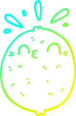 cold gradient line drawing cute cartoon lemon