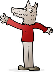 cartoon waving wolf