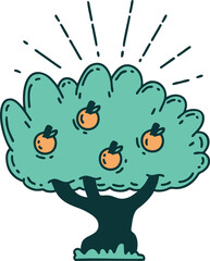 traditional tattoo style apple tree