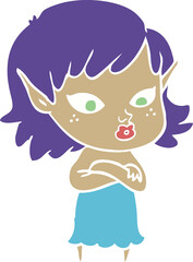 pretty flat color style cartoon elf girl