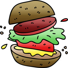 quirky gradient shaded cartoon veggie burger
