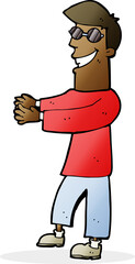 cartoon grinning man wearing glasses
