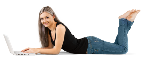 Woman Lying Down with Her Legs Raised - Isolated