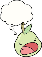 cartoon pear and thought bubble