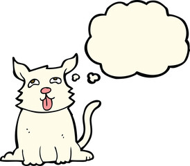 cartoon happy dog with thought bubble