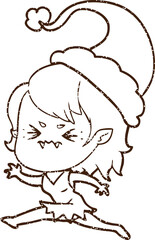 Christmas Elf Charcoal Drawing