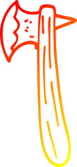 warm gradient line drawing cartoon old axe