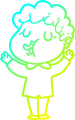 cold gradient line drawing cartoon man singing