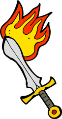 cartoon flaming sword