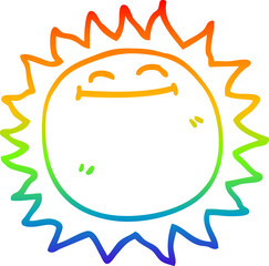 rainbow gradient line drawing cartoon shining sun